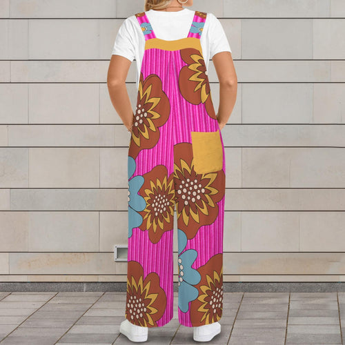 Bubble Gum Pink Corduroy Look Retro Jumpsuit – Vintage Inspired Overalls. Small–5XL