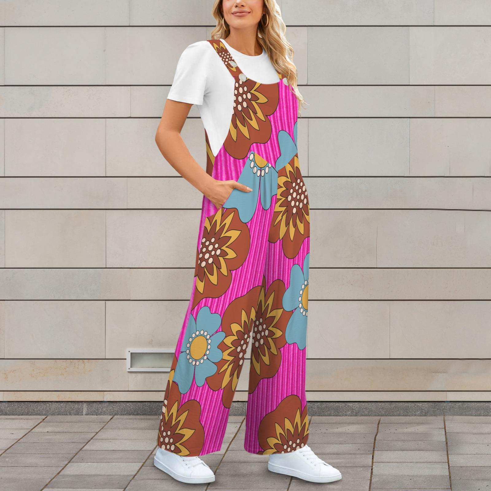 Bubble Gum Pink Corduroy Look Retro Jumpsuit – Vintage Inspired Overalls. Small–5XL