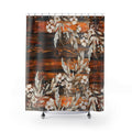Rustic Cozy Boho Farmhouse Shower Curtain | Orange Silver Hues