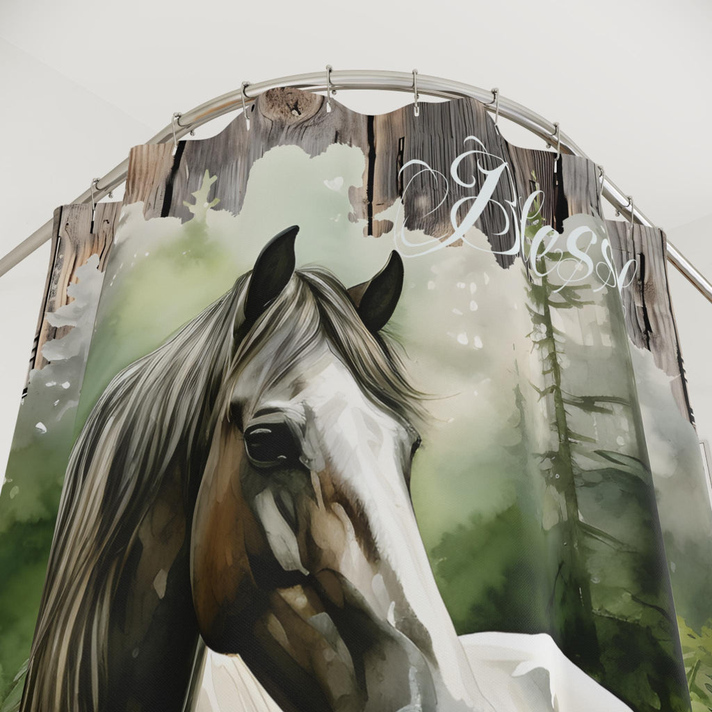 Blessed Horse Boho Rustic  Shower Curtains, Retirement Gift, Bathroom Decor,