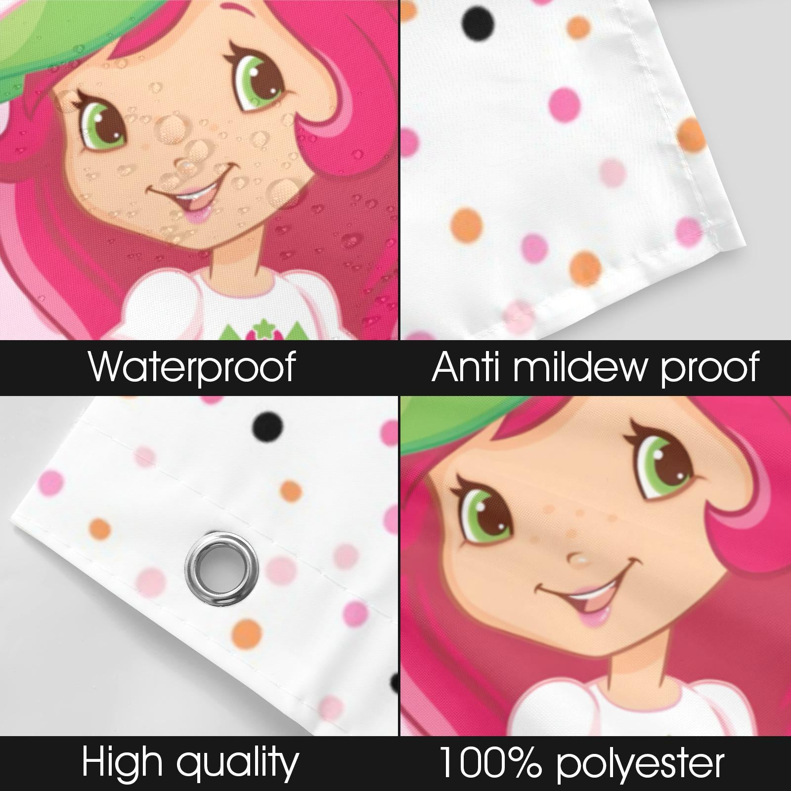 Strawberry Shortcake Shower Curtain – Pink Retro Cottage Chic Bathroom Decor