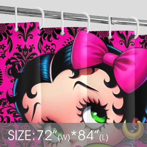 Damask Betty Boop Fan  – Pink Black Retro Cottage Chic Bathroom Decor