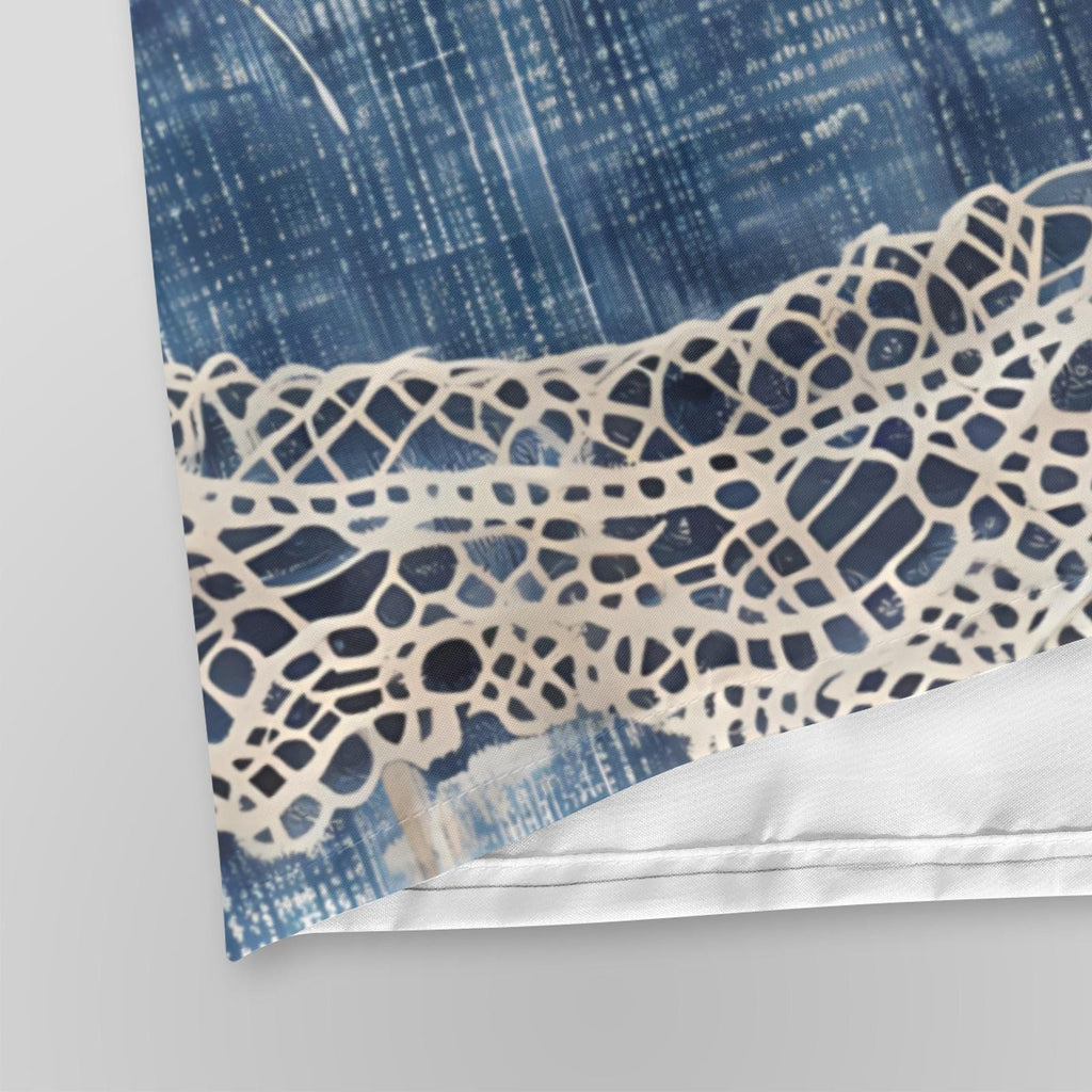 Denim Lace Shabby Floral Shower Curtain
