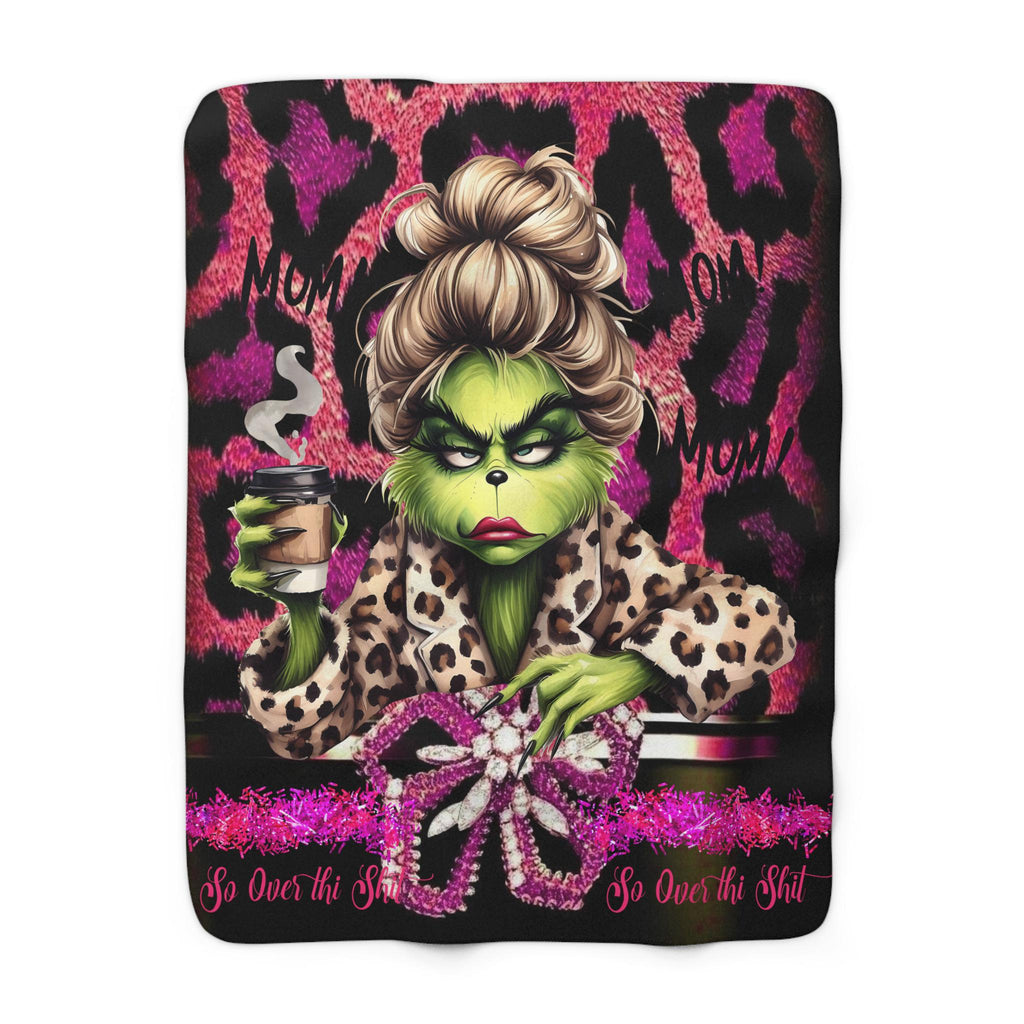 Miss Grinch Sherpa Fleece Blanket, Funny Christmas Decor