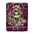 Miss Grinch Sherpa Fleece Blanket, Funny Christmas Decor