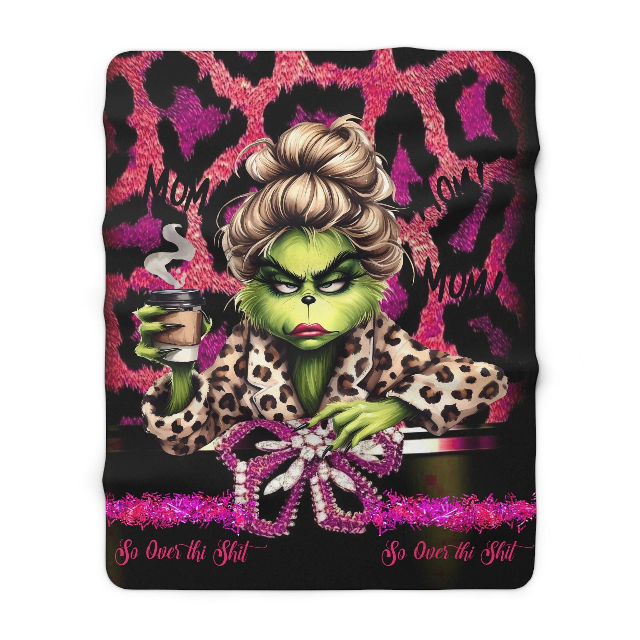 Miss Grinch Sherpa Fleece Blanket, Funny Christmas Decor