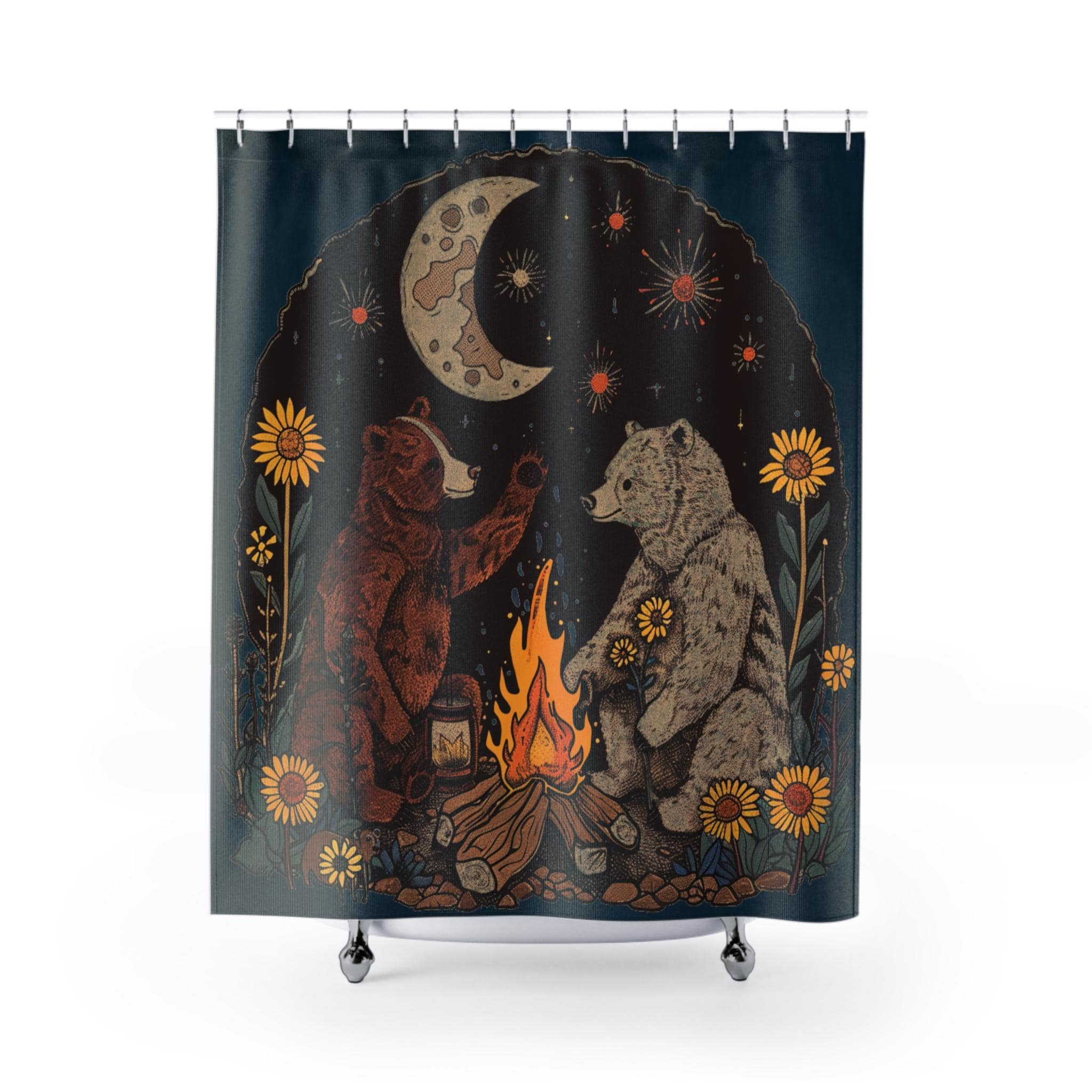 Camping Bears Shower Curtain | Woodland Cabin Decor