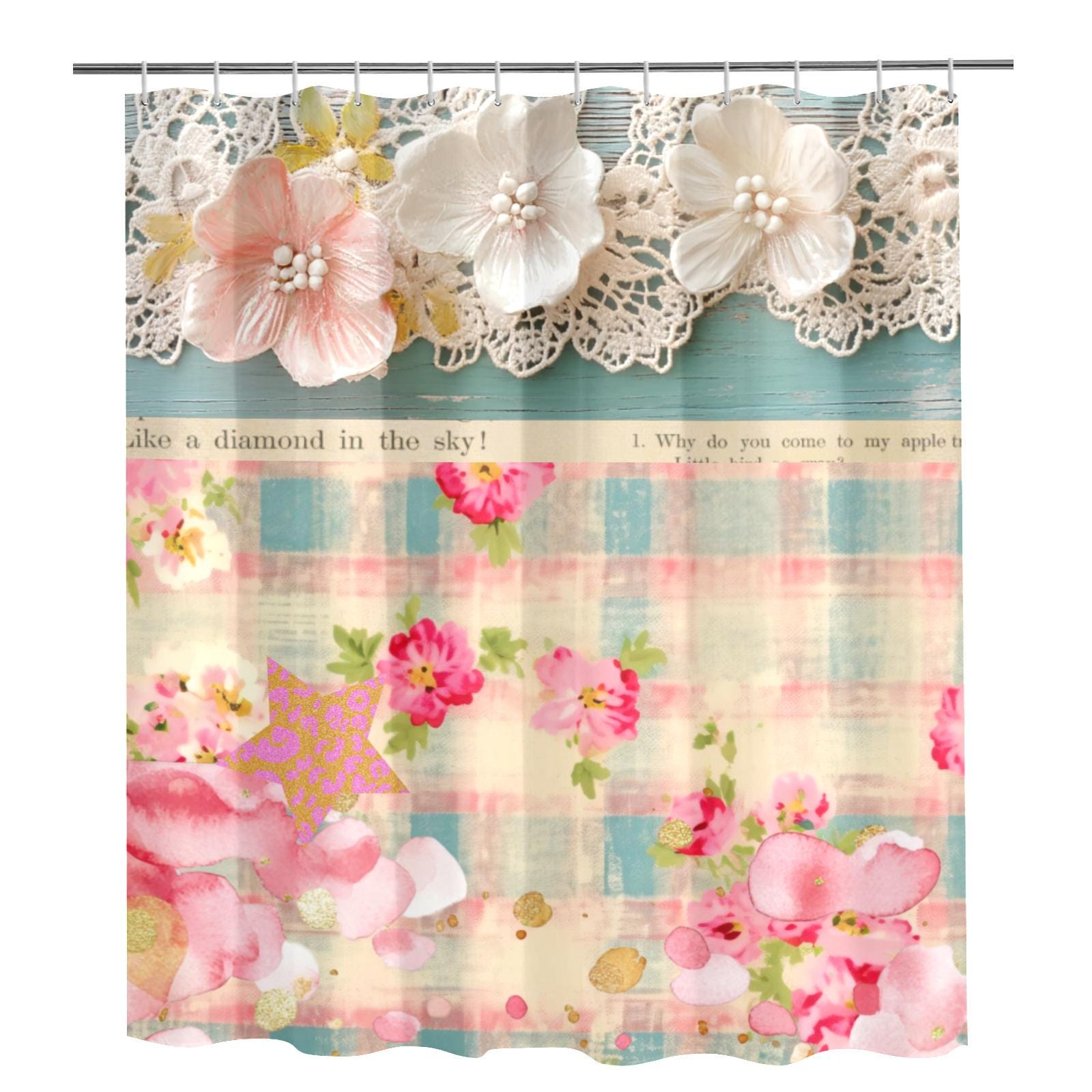 Shabby Cottage Chic Boho Shower Curtain