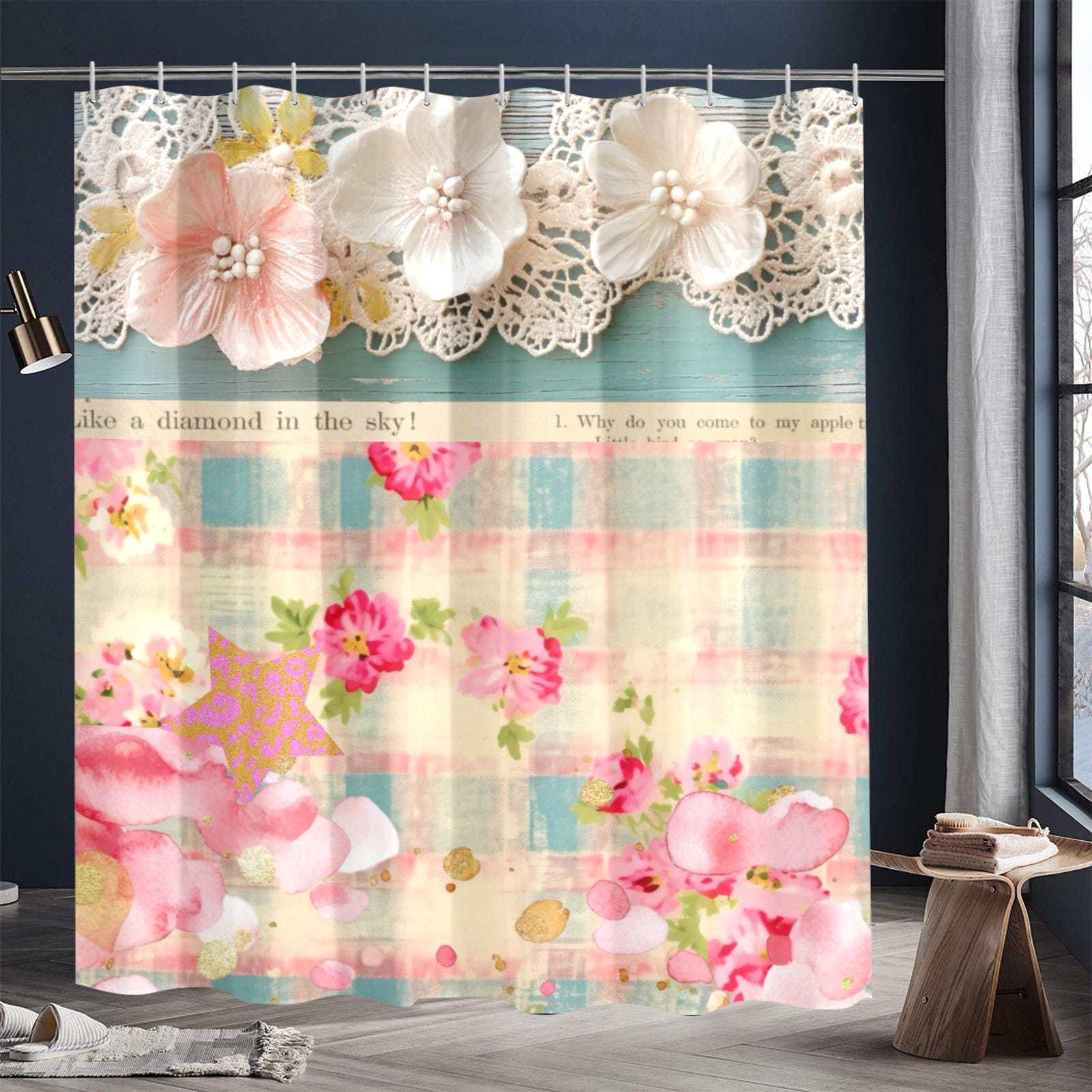 Shabby Cottage Chic Boho Shower Curtain