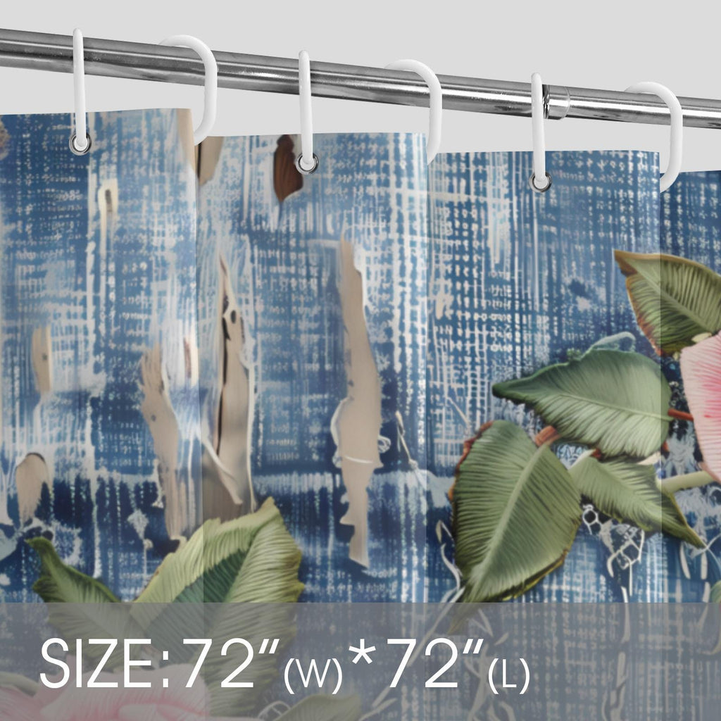 Denim Lace Shabby Floral Shower Curtain