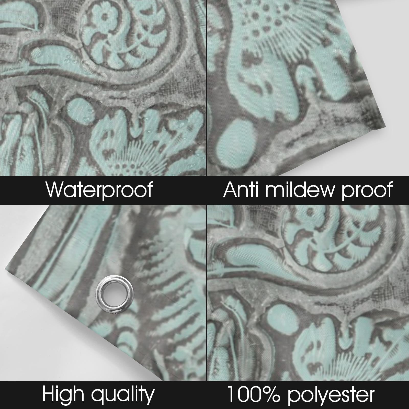 Grey Turquoise Rustic Western Paisley Shower Curtain