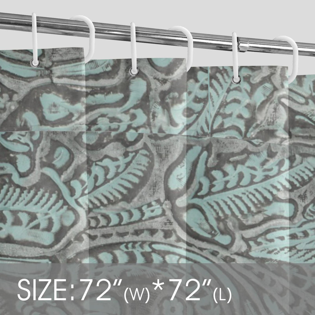 Grey Turquoise Rustic Western Paisley Shower Curtain