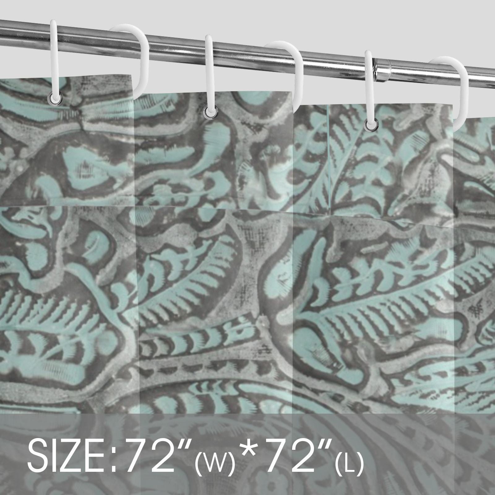 Grey Turquoise Rustic Western Paisley Shower Curtain