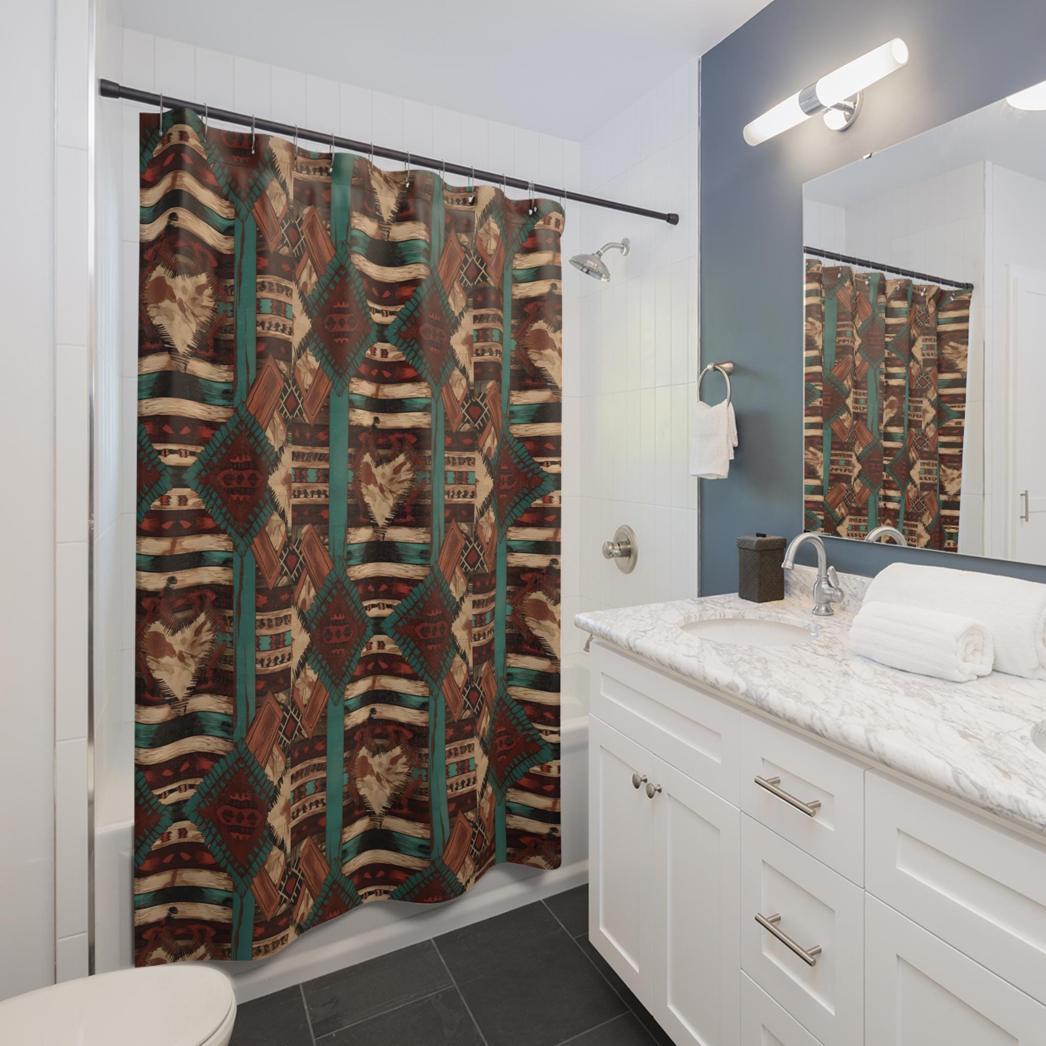 Western Farmhouse Shower Curtain | Rustic Prairie Bathroom Decor