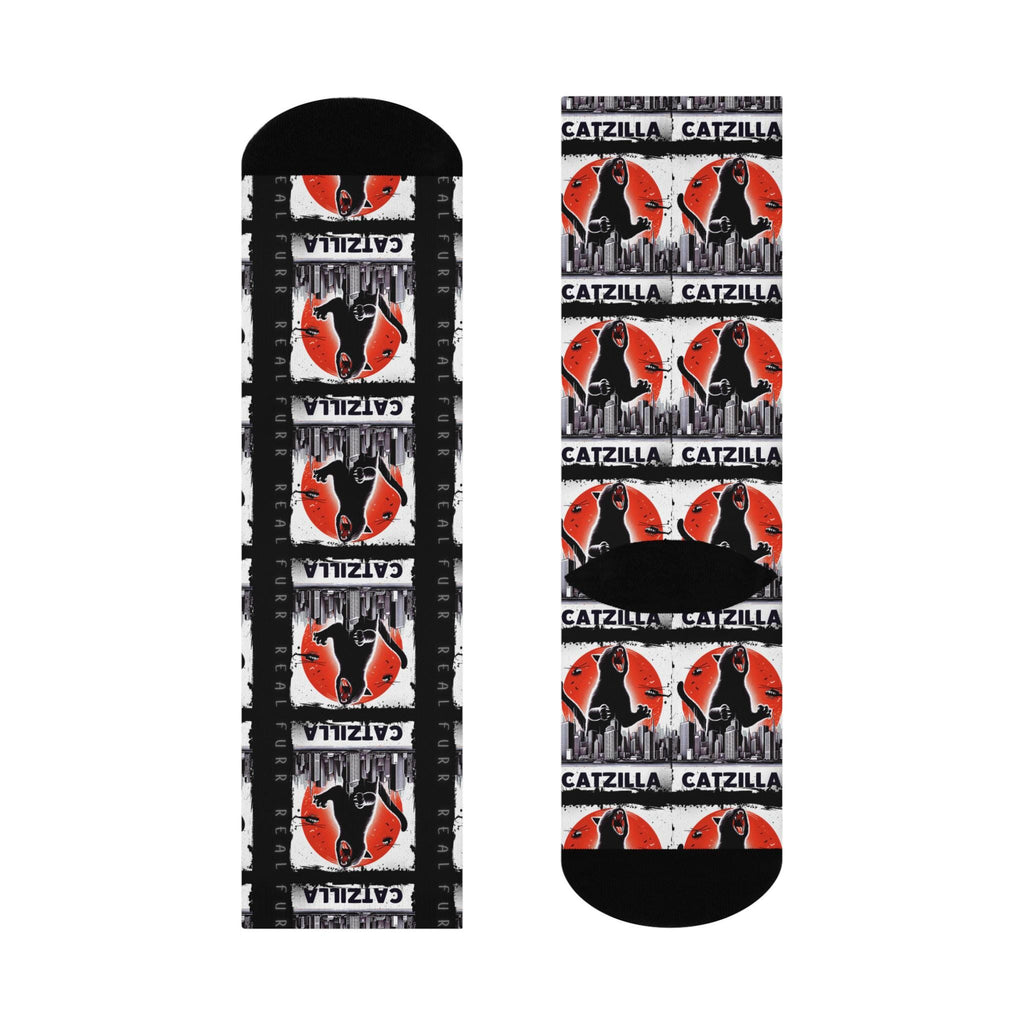 Catzilla Cushioned Crew Socks | Monster Cat Illustration