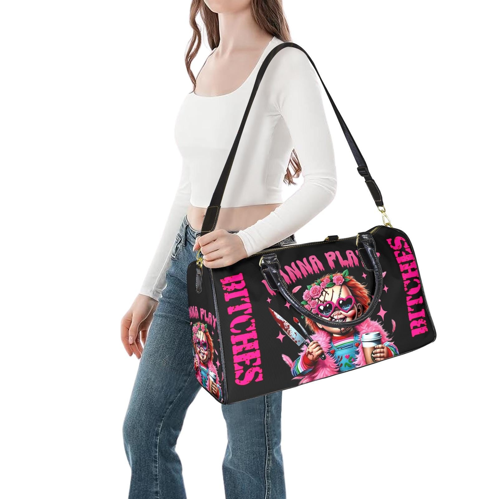 Retro Chucky Horror Duffel Bag, Extra Large Sarcasm Tote Weekender Bag