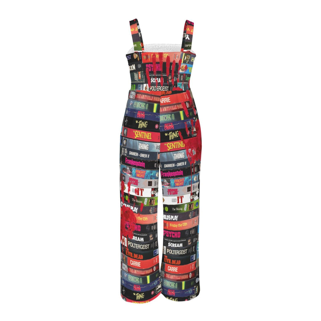 Retro Horror VHS Movie Print Jumpsuit All in One Romper Small - 5xL