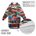 VHS Horror Movie Wearable Blanket Hoodie, Old School Retro Horror Fan Lounger