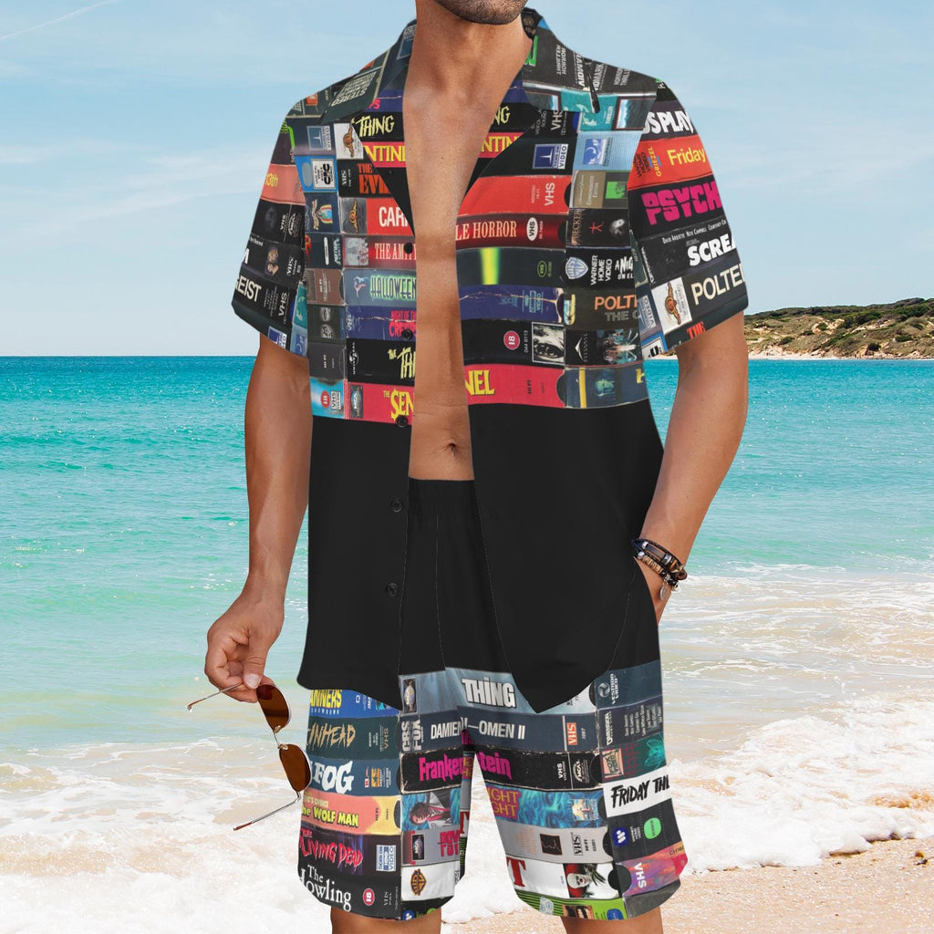 Horror VHS Shirt and Shorts Set, Retro Slasher Collage Outfit  Small-5xl