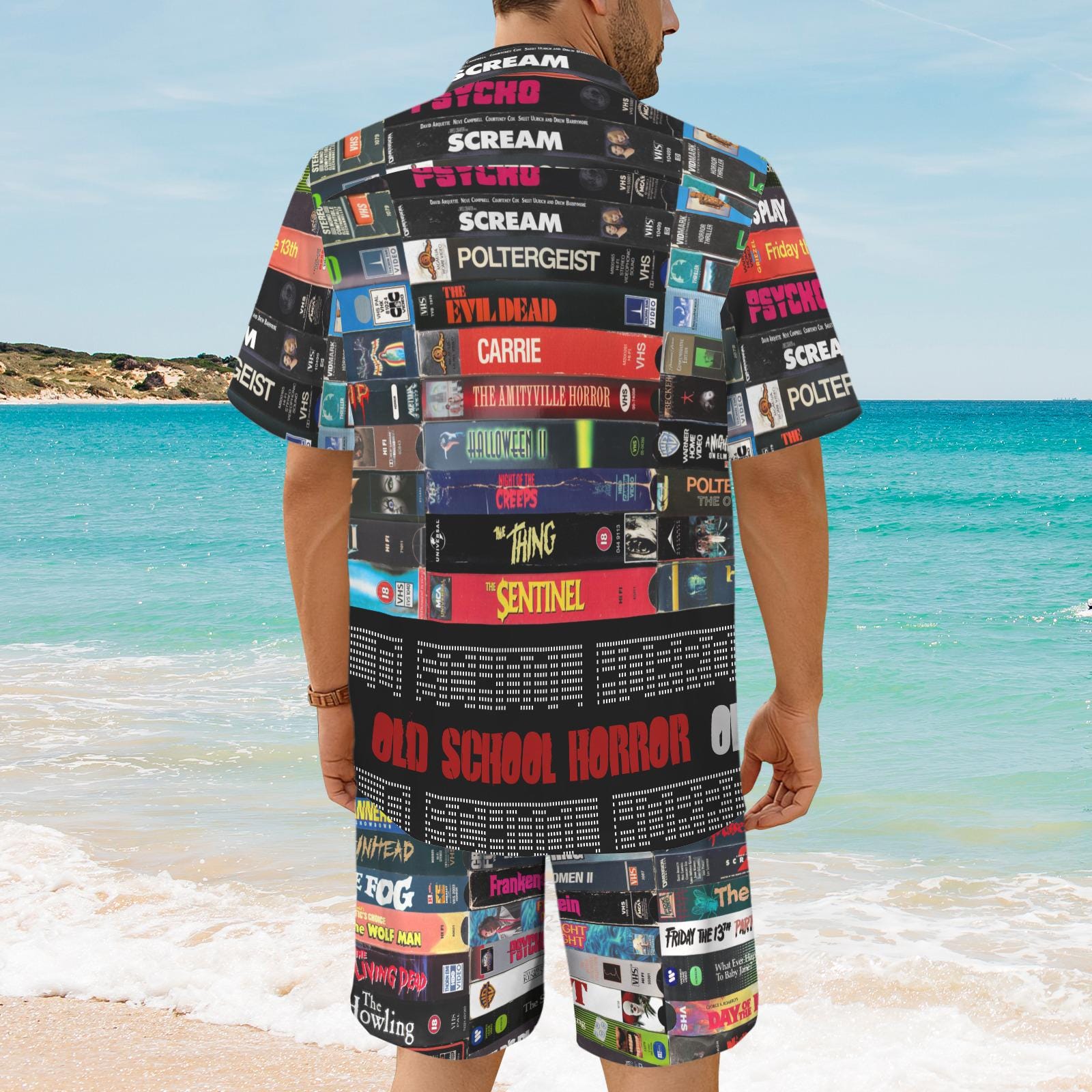 Horror VHS Shirt and Shorts Set, Retro Slasher Collage Outfit  Small-5xl