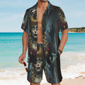 Creepy Doll Shirt and Shorts Set, Horror Matching Summer Outfit, Spooky Button Up Set, Gothic Beachwear, Men’s Sizes S-5XL