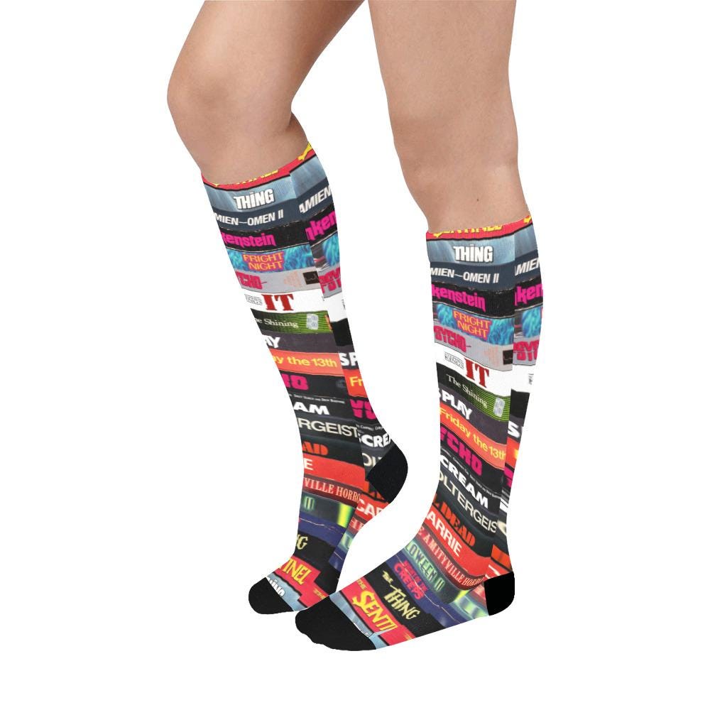 Retro VHS Horror Movie Socks – 80s 90s Nostalgia Film Lover Gift