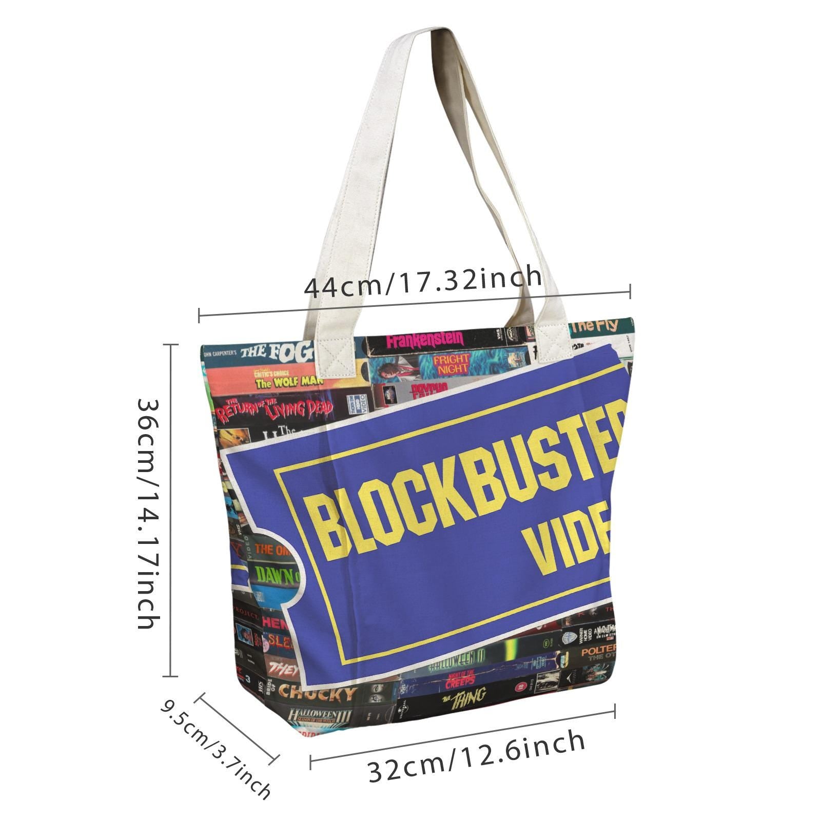 Yoga Blockbuster Video Tote Bag, VHS Horror Movie Shoulder Bag, Nostalgic 90s Tote Purse, Reusable Shopper Gift for Movie Lovers