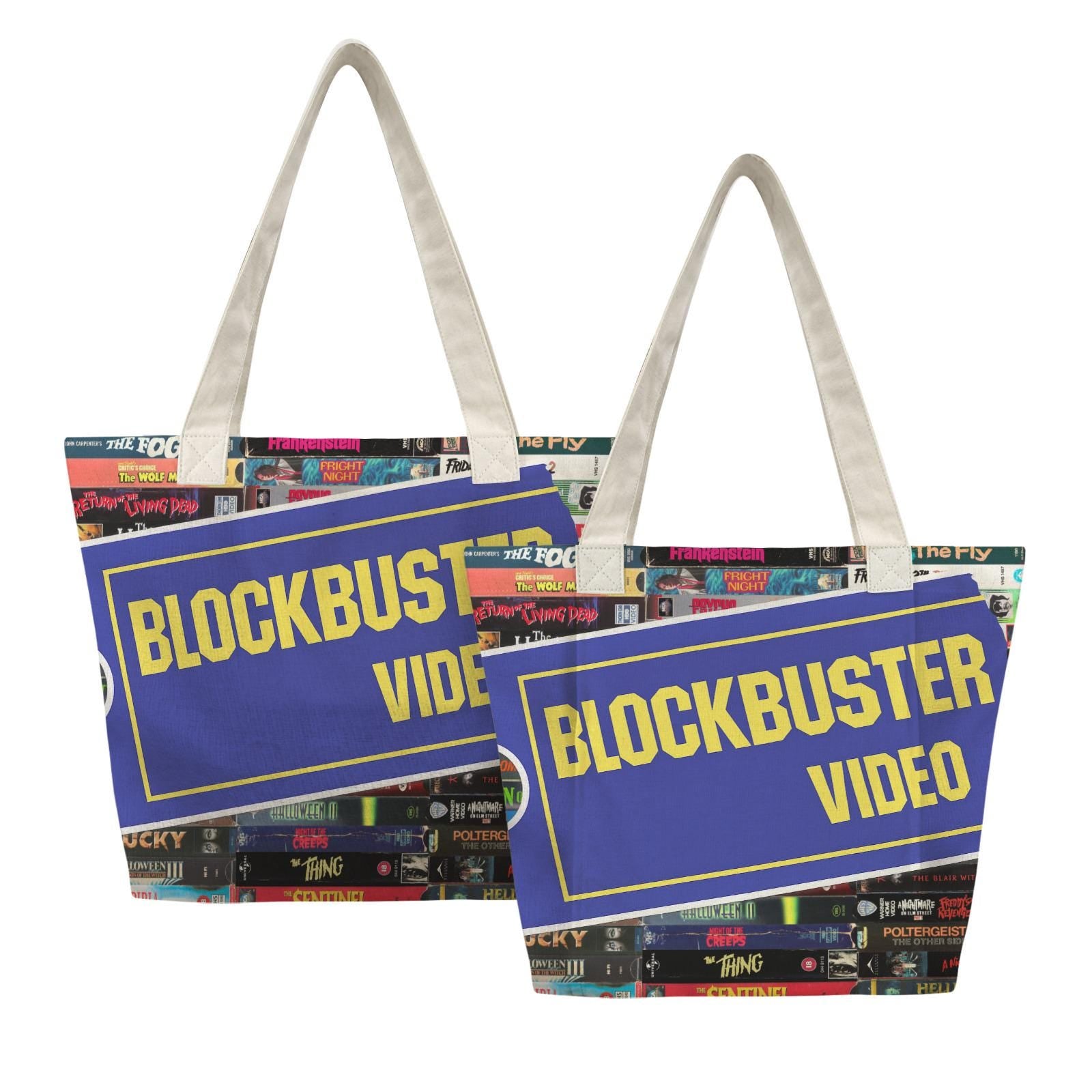 Yoga Blockbuster Video Tote Bag, VHS Horror Movie Shoulder Bag, Nostalgic 90s Tote Purse, Reusable Shopper Gift for Movie Lovers